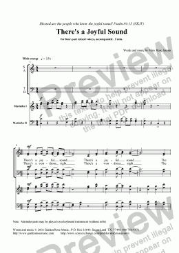 page one of There’s a Joyful Sound (SATB + marimbas or keyboard) Christmas choral anthem