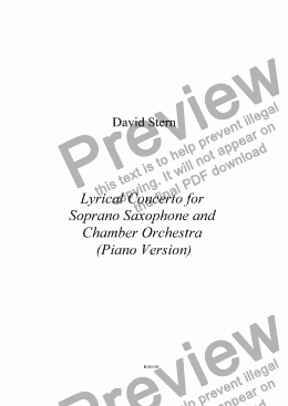 page one of Lyrical Concerto for Soprano Saxophone and Chamber Orchestra (piano reduction) 1: Allegro