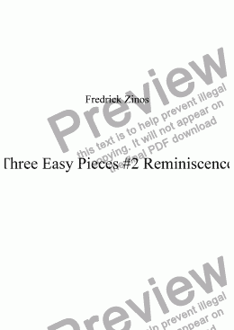 page one of Three Easy Pieces #2 Reminiscence