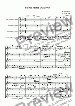 page one of Stabat Mater Dolorosa (Saxophone Quartet)