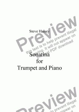 page one of  Sonatina for Trumpet/Cornet and Piano
