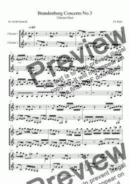 page one of Brandenburg Concerto No.3 – Clarinet Duet