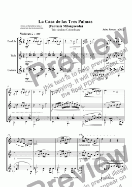 page one of La Casa de las Tres Palmas  (Fantasia Milongueada) Trio Andino Colombiano