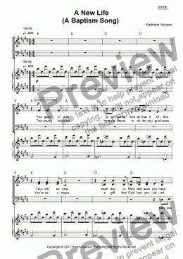 page one of A New Life (A Baptism Song) for SATB w/Piano opt. Guitar