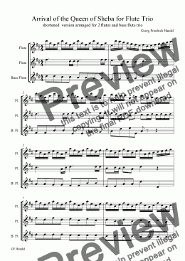 page one of Arrival of the Queen of Sheba - Flute Trio