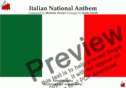 page one of Italian National Anthem (Inno di Mameli-Mameli Hymn) for String Orchestra (World National Anthem Series)