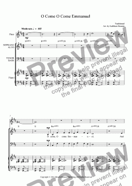 page one of O Come O Come Emmanuel for SATB Choir with Piano and opt. Flute