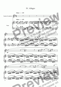 page one of Lyrical Concerto for Soprano Saxophone and Chamber Orchestra (piano reduction) 4: Allegro