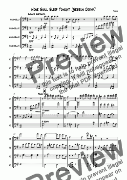 page one of  Nessun Dorma (None Shall Sleep Tonight)