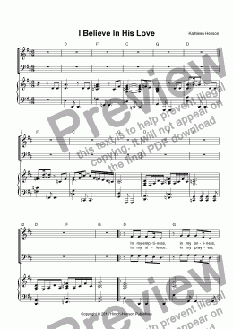 page one of I Believe In His Love (SATB) 