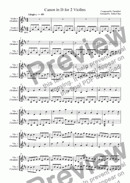 page one of Canon in D for 2 Violins