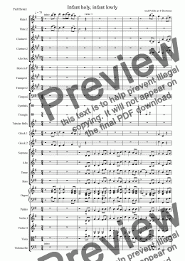 page one of Infant Holy, Infant Lowly - Orchestral Arrangement (Christmas Carol)