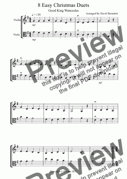 page one of 8 Easy Christmas Duets For Violin And Viola