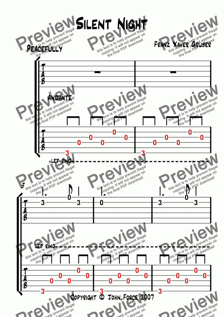 Silent Night Guitar Duet Download Sheet Music Pdf File 