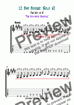 page one of Twelve Bar Boogie in E: Solo #2 (Swing Style)