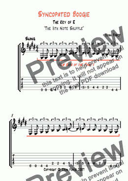 page one of Syncopated Boogie Solo in E
