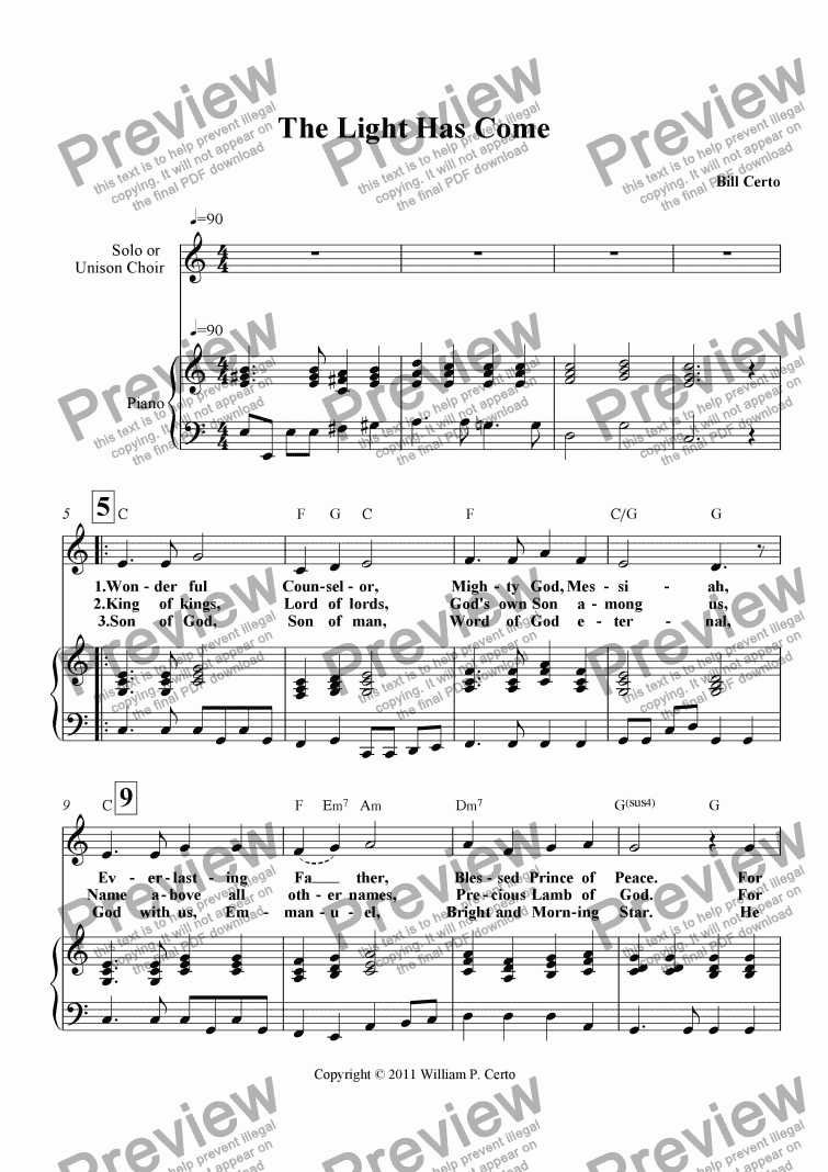 The Light Has Come - Download Sheet Music PDF file