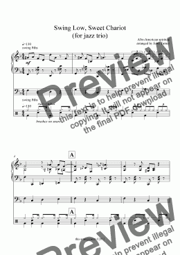 page one of Swing Low, Sweet Chariot (for jazz trio)