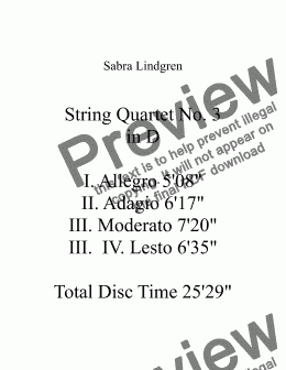 page one of String Quartet No. 3 in D IV. Lesto