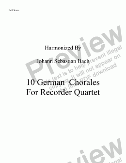 page one of Bach 10 Chorales for Recorder quartet