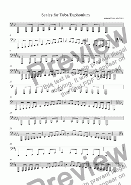 page one of Major Scales for Tuba and Euphonium