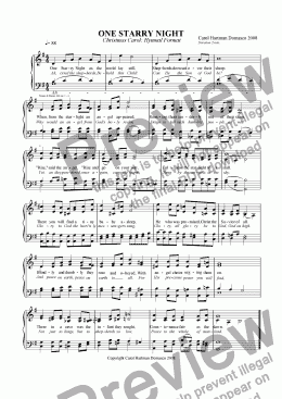 page one of ONE STARRY NIGHT:Hymnal Format