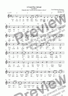 page one of A Carol For Advent Lead Sheet Originally titled "Carol for the Last Sunday in Advent"