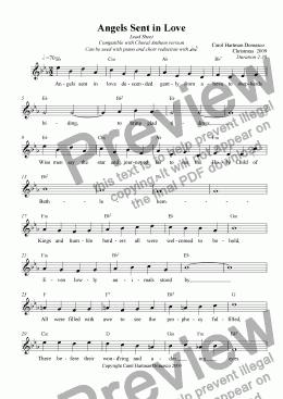 page one of Angels Sent in Love Lead Sheet Compatible with Choral Anthem version Can be used with piano and choir reduction with q=e