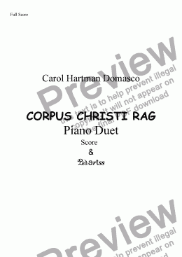 page one of CORPUS CHRISTI RAG Score & Primo/Secondo format Arranged from "Korpus Krazee Rag" Original Theatrical Version q.v.