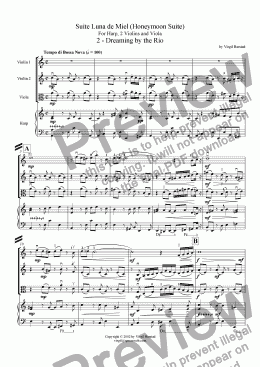 page one of 2 - Dreaming by the Rio - for harp quartet