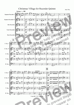 page one of Christmas Village for Recorder Quintet