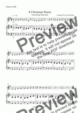 page one of 8 Easy Christmas Pieces For Clarinet and Piano