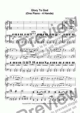 page one of Glory To God  (One Piano - 4 Hands)