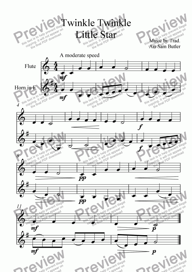 Twinkle Twinkle Little Star - Download Sheet Music PDF file