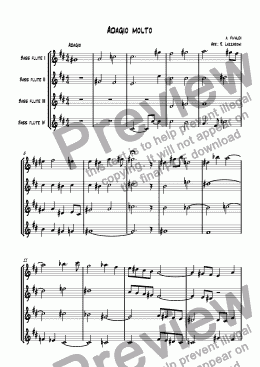 page one of Adagio Molto from Sinfonietta in b minor, No. 7 RV.169 (bass flute quartet)