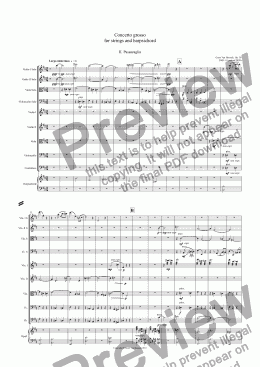 page one of Concerto grosso for strings and harpsichord, Op. 38 - II. Passacaglia