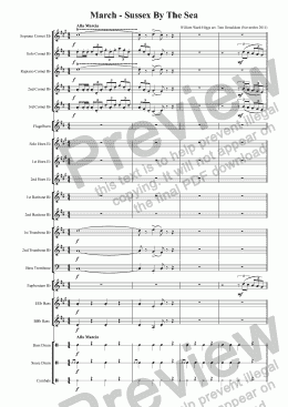 page one of BRASS BAND - March - Sussex By The Sea