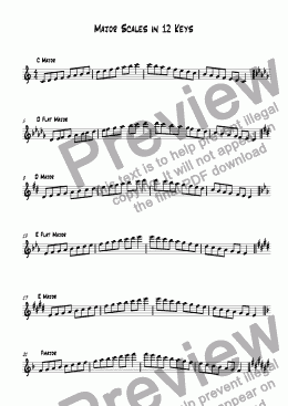 page one of Major Scales in 12 Keys