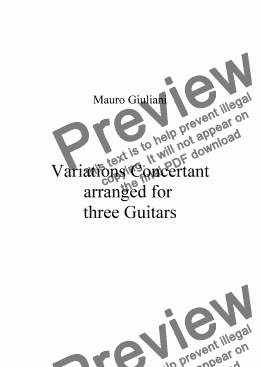 page one of GIULIANI: Variations Concertant (Classical guitar trio) 