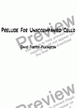 page one of Prelude For Unaccompanied Cello
