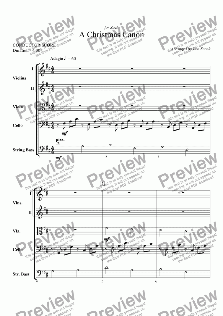 A Christmas Canon Download Sheet Music PDF File