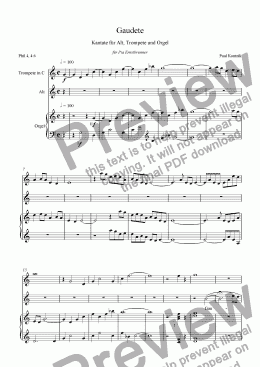 page one of Cantata 6: Advent Introitus 3 Gaudete for Alto, Trumpet (C) and Organ