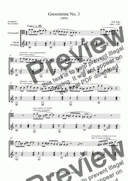 page one of SATIE: Gnossienne No. 3 (Cello & Guitar)