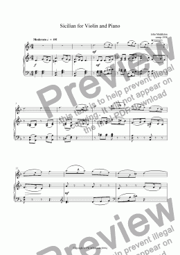 page one of Sicilian for Violin and Piano