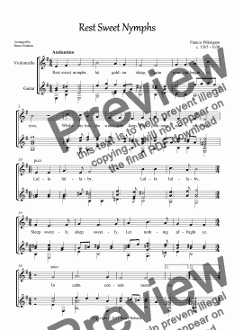 page one of PILKINGTON: Rest Sweet Nymphs (Cello & Guitar)