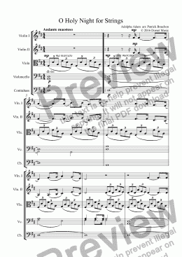 page one of O Holy Night for Strings