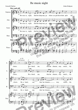 page one of Benediction for Emma (Be music, night) (for E J T)