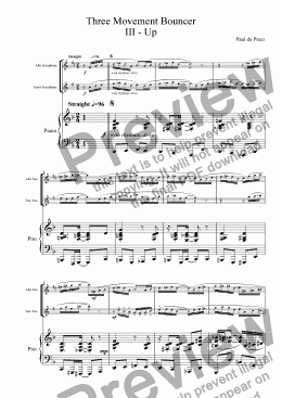 page one of Three Movement Bouncer III (alto&tenor sax)