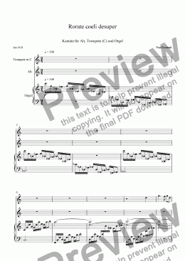 page one of Cantata 6: Advent Introitus 4 Rorate for Alto, Trumpet (C) and Organ