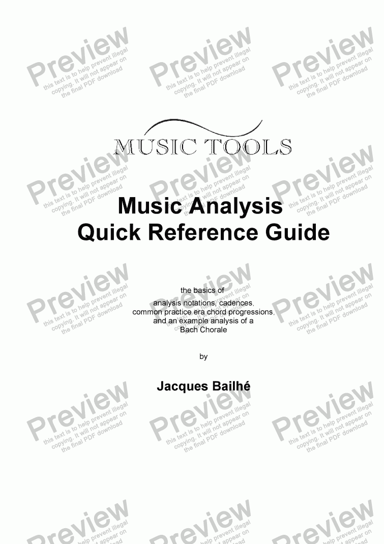 Music Analysis Quick Reference Download Sheet Music PDF file